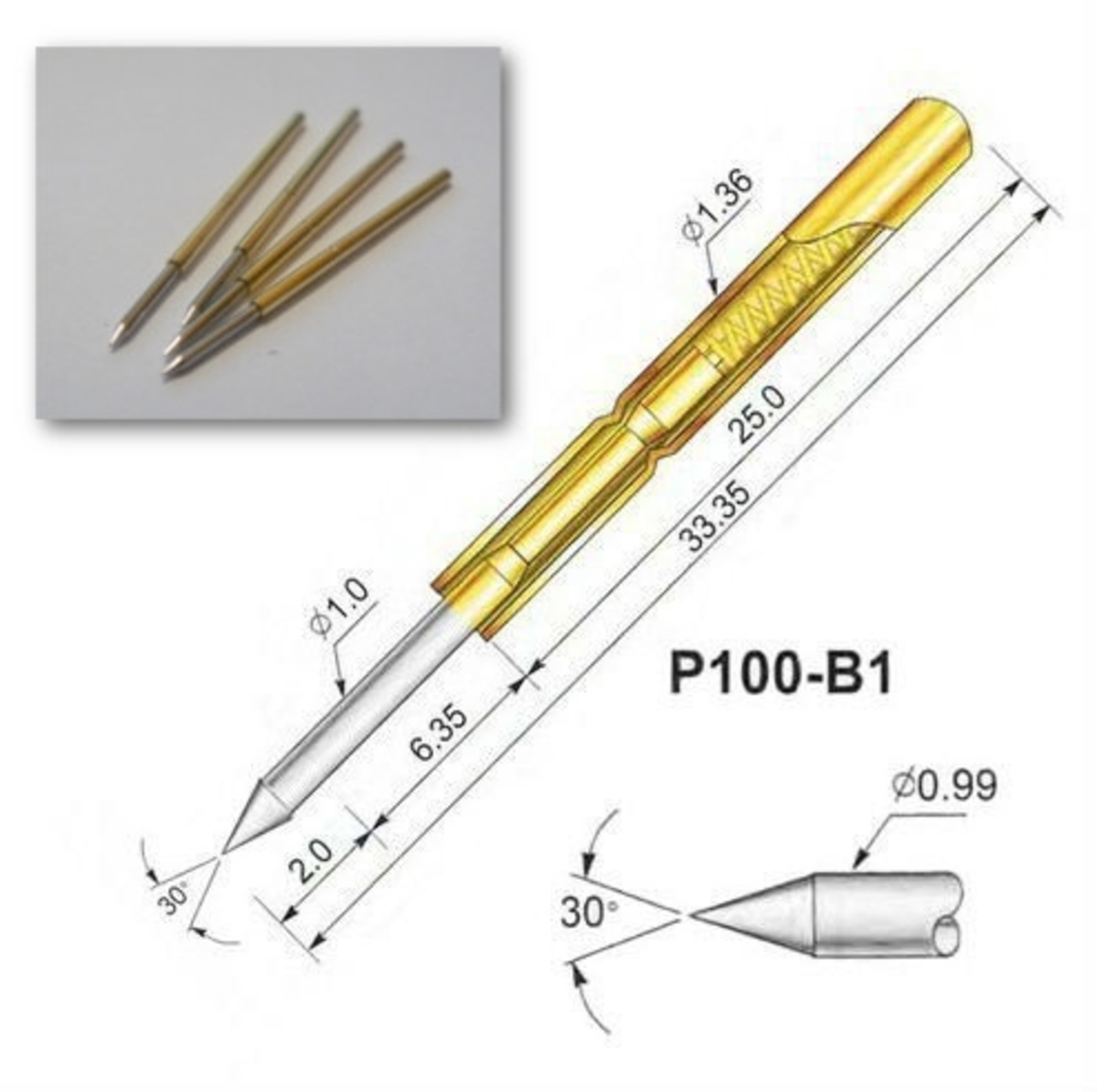Buy this (4 of) Pogo Pin, 1mm Diameter Straight Pointed Tip at our Pogo