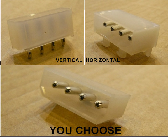 "Molex" Type Power Connector PCB Mount, You Choose Vertical or Horizontal