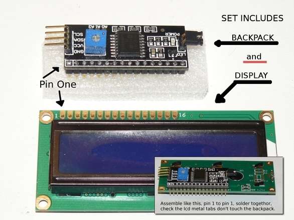 16x2 1602 LCD with I2C Backpack For Arduino etc..