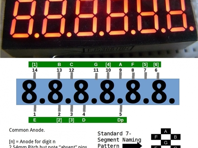Small 6 Digit 7 Segment Display with Decimals
