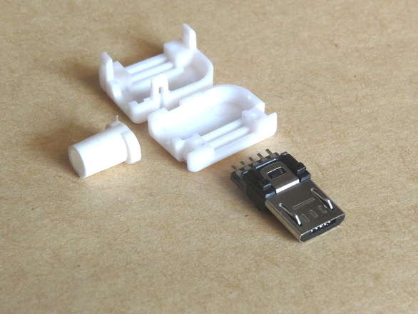 USB Micro-B Male Plug Solderable Right Angle